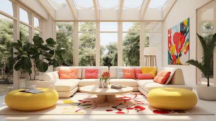 Stylish Interior Design, 3D Render, 3D Illustration