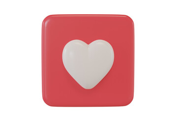 3d white heart icon red or green color isolate on white background. heart icon, like and love for mobile app icon, graphic element, web element, web banner. 3d render illustration.