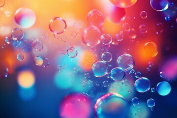 Abstract pc desktop wallpaper background with flying colorful bubbles