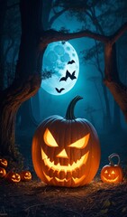 halloween pumpkin, halloween scene, halloween background with  pumpkin, scarry pumpkin