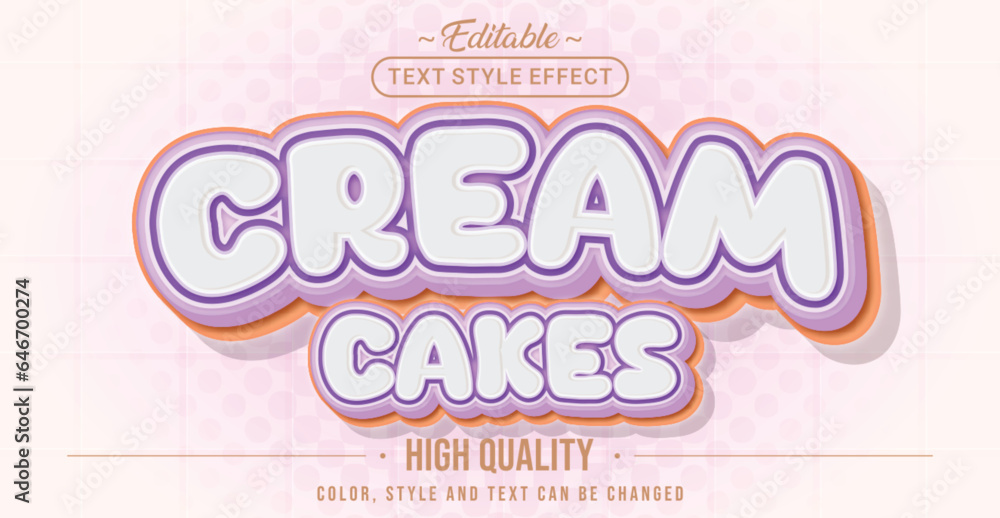 Poster editable text style effect - cream cakes text style theme.