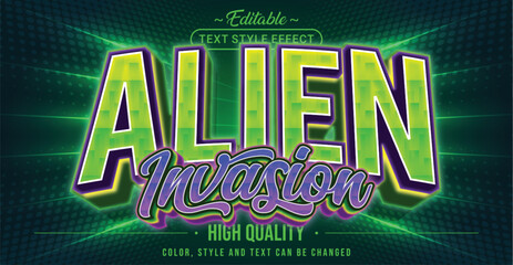 Editable text style effect - Alien Invasion text style theme.