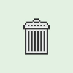 this is trash icon in pixel art with simple color and green background ,this item good for presentations,stickers, icons, t shirt design,game asset,logo and your project.