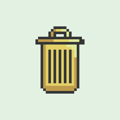 this is trash icon in pixel art with simple color and green background ,this item good for presentations,stickers, icons, t shirt design,game asset,logo and your project.