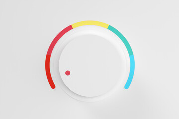 Level or volume knob showing the minimum on white background.