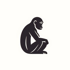 Flat silhouette of a sitting monkey, generative AI.