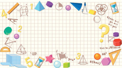 Math Tools Formula Border Notebook with Checkered Background