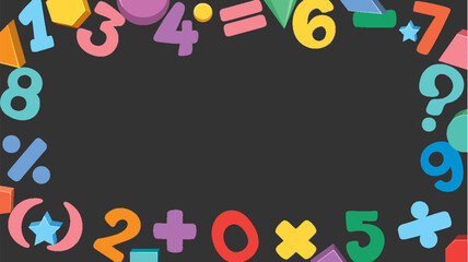 Math Border on Black Background with Number and Math Objects