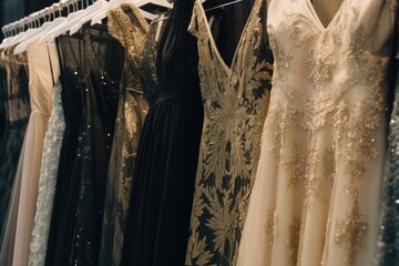 A collection of contemporary and traditional evening dresses, each exuding beauty, elegance and timeless style.