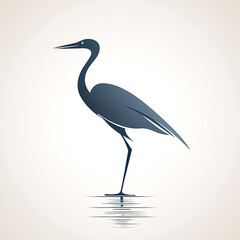 Fototapeta premium Flat design illustration of a standing heron, generative AI.