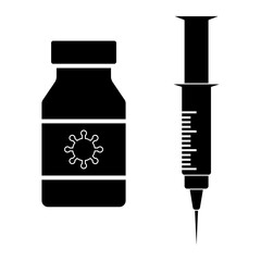 syringe and vaccine flat icon