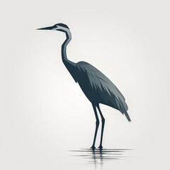 Obraz premium Flat design illustration of a standing heron, generative AI.