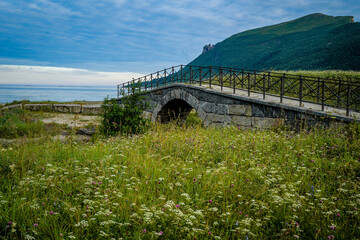 Stone Bridge Storvika over a stream in the North of Norway