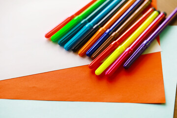 Background of lots assorted colorful marker pen set