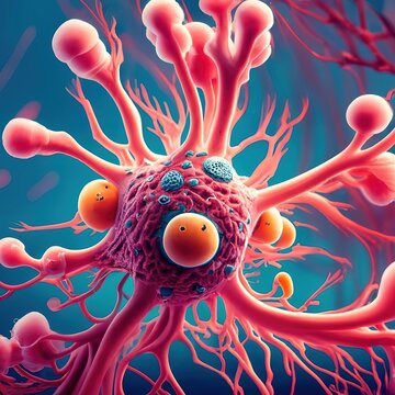 3d rendered illustration of a neuron cell virus science microscope