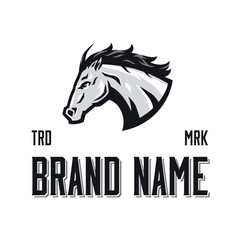 Solid horse head vector illustration template. Stallion mascot logo clipart. Can be used for labels, banners, or advertisements.