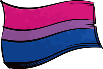 Painted Bisexual comunity flag waving in wind - 646704643