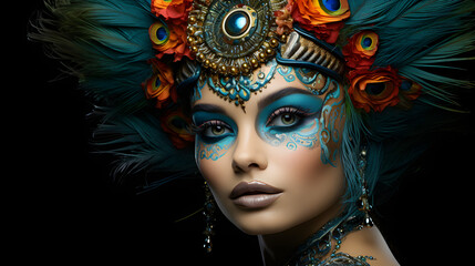 Girl with peacock make up