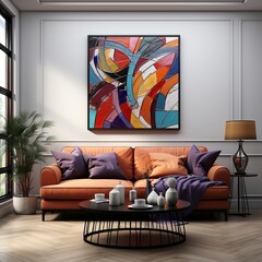 an abstract piece of colorful art with various shapes and colors