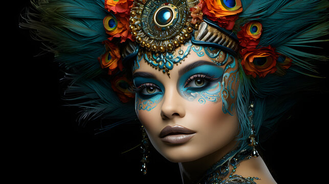 Girl with peacock make up