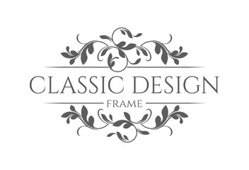  Decorative elegant frame. Title border. Classic floral ornament.