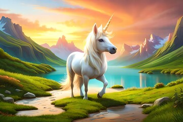 Obraz na płótnie Canvas Fantasy baby unicorn character.