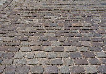 Old Stone Pavement Texture Background, Granite Cobblestone Road Pattern, Vintage Block Sidewalk