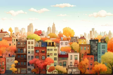 Poster 紅葉の都会の風景-1 © mamio