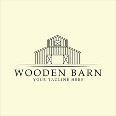 wooden barn or farmhouse line art icon graphic design vector logo illustration template
