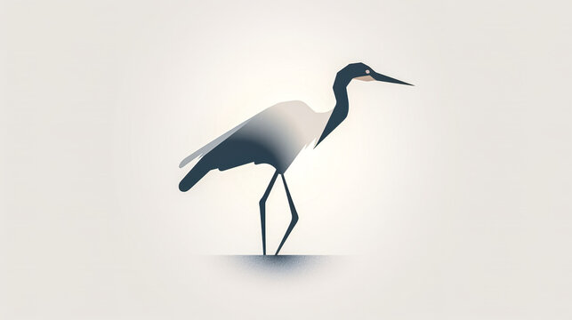 recommend clip art: Flat design illustration of a standing heron, generative AI.