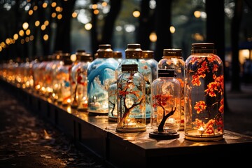 Lantern Festival Glow: A stunning display of illuminated lanterns fills the night sky. Generated with AI