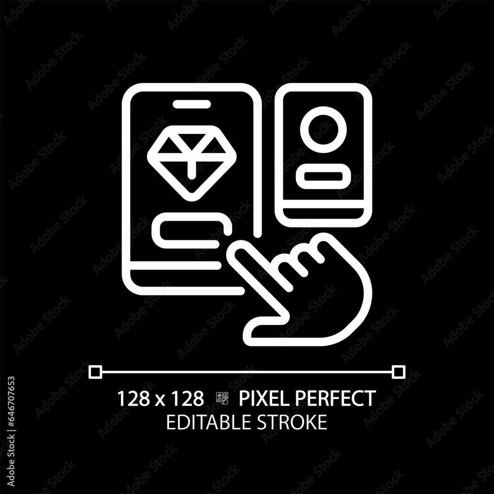 Poster 2d pixel perfect customizable white choosing app icon, isolated vector, thin line illustration repre