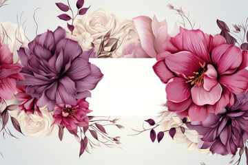 vintage pink and violet floral frame card on a pastel background for the Wedding Invitation card.