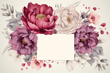 vintage pink and violet floral frame card on a pastel background for the Wedding Invitation card.