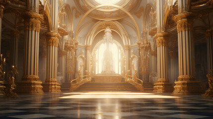 A realistic fantasy interior of the royal palace. - obrazy, fototapety, plakaty
