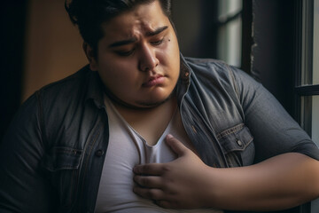 Obraz premium Ill man suffering with heart disease symptoms 