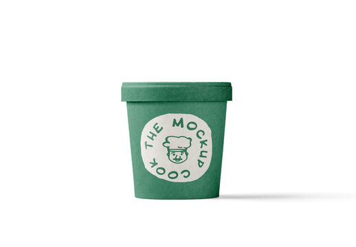 Mockup of customizable food packaging with lid on and customizable background