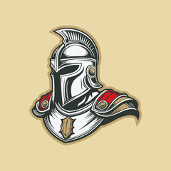 knight spartan  logo design vector icon