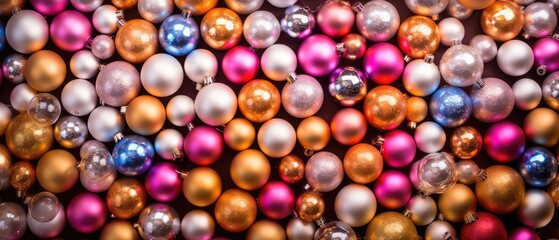 very beautiful and colorful christmas background with christmas balls baubles