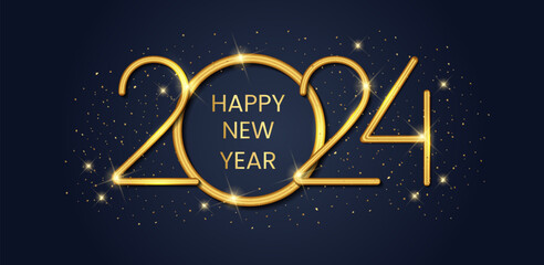 Happy new year 2024 golden luxury vector illustration background