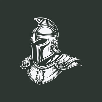 knight spartan illustration logo design vector icon