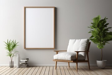 Modern Aesthetic Interior Design with Small Blank Poster Created with Generative AI