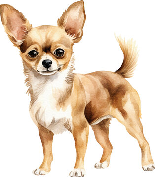 Сhihuahua dog watercolour illustration created with Generative AI technology