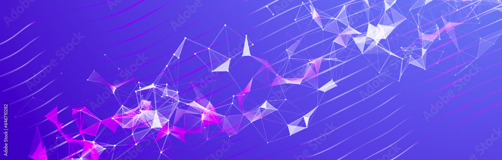 Poster polygonal background with dots and lines. network connection structure. science and technology. 3d
