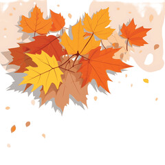 Autumn leaves on white background, natural autumn background, vector illustration