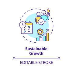 2D editable multicolor icon sustainable growth concept, isolated vector, mindful entrepreneurship thin line illustration.