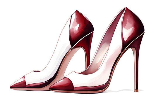 Illustration of women's high heel shoes on a white background.