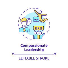 2D editable multicolor icon compassionate leadership concept, isolated vector, mindful entrepreneurship thin line illustration.