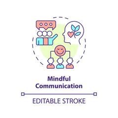 2D editable multicolor icon mindful communication concept, isolated vector, mindful entrepreneurship thin line illustration.