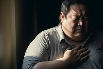Ill man suffering with heart disease symptoms 
